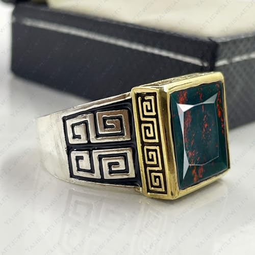 Natural Bloodstone Ring, 925 Sterling Silver Statement Ring, Natural Square Bloodstone Gemstone Ring, Mens Bloodstone Ring, Bloodstone Ring, Christmas Gift2