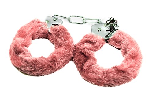 Bear boys Island Fur BDSM SM Bondage Sexy Restraints Fuzzy Furry Cuffs Working Soft Metal Handcuffs (Pink)