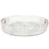 Lazy Susan Organizer with Handle, 11 Inch Lazy Susan Turntable for Bathroom Dresser, Round Spinning Organizer for Makeup Perfume Spices Counter (11' Clear White)