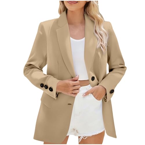 Blazers for Women Business Casual Long Sleeve Lapel Collar Open Front Suit Jacket Office Work Blazer with Pockets