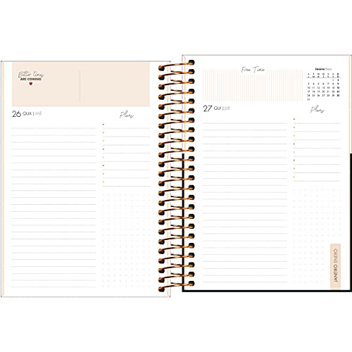 Agenda Espiral Diária 14 x 20 cm West Village 2022 - Estampa Fundo branco com poá - Tilibra
