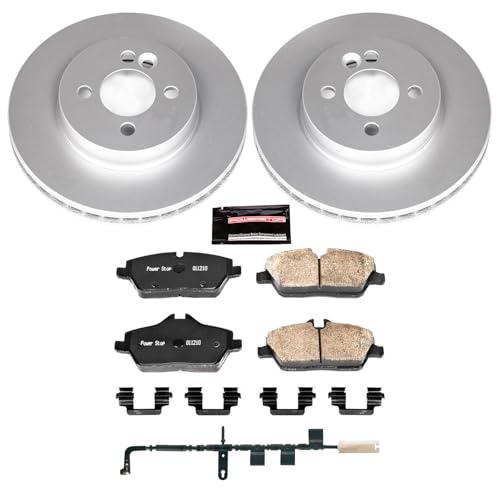 Image of PowerStop Front Brake Kit for Mini Cooper 2007-10 - Fully-Coated Disc Rotors with Z23 Carbon-Fiber Ceramic Brake Pads Upgrade, CRK6066
