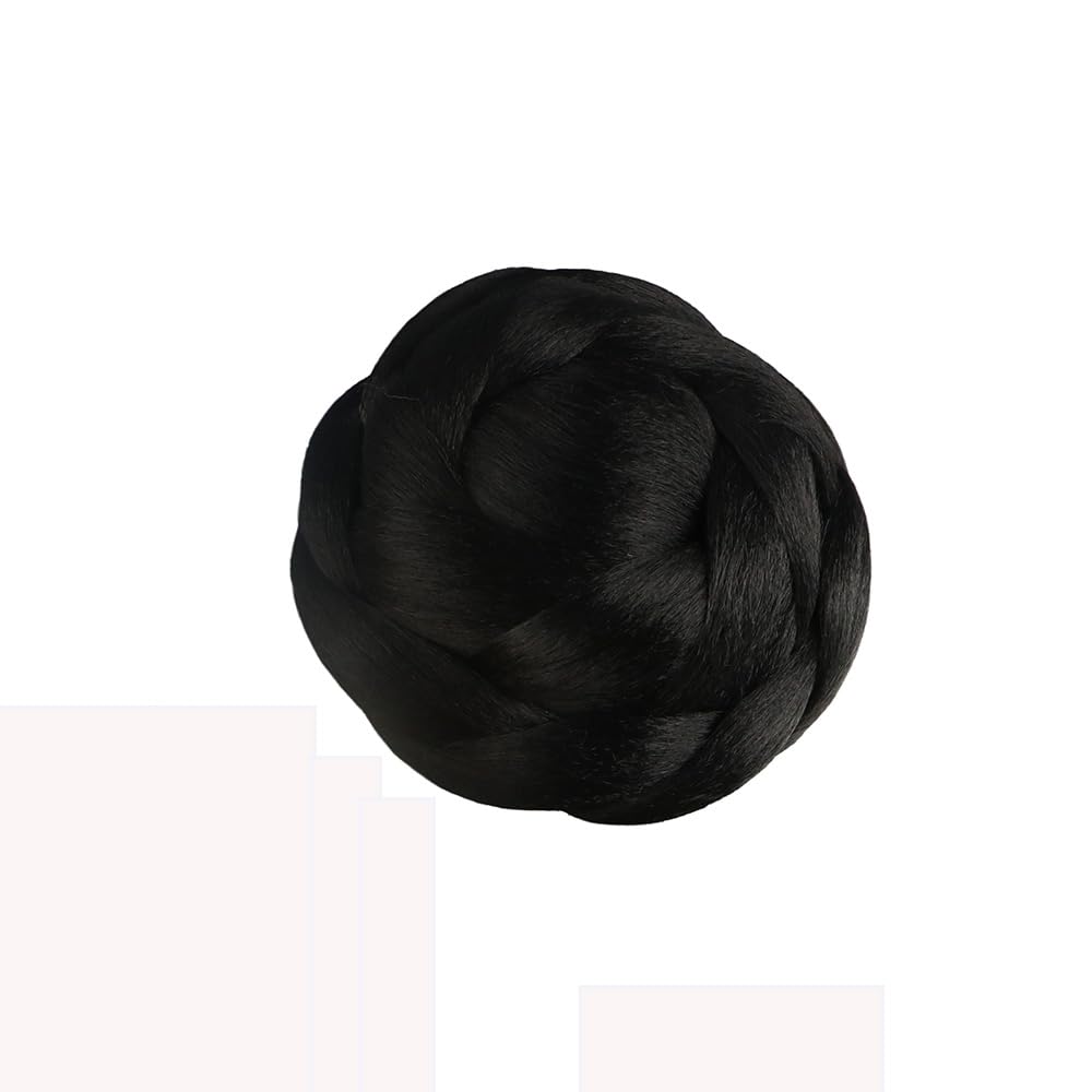 Pokinge Braided Fake Hair Bun,Dancer Hair Buns Natural Hair Color Clip-In Chignons Donut Hair Extension Braided Chignon Hairpiece For Women(2)