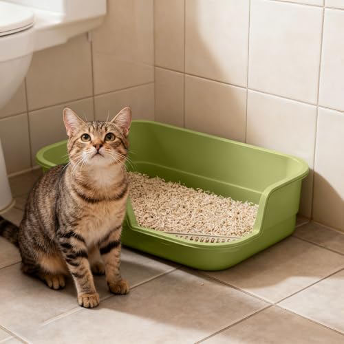 Litière extra large pour chats d'appartement bac semi-fermé durable - 5