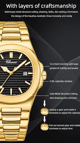Image of Gosasa Fashion Men's Watches Date Business Watch Stainless Steel Luxury Style Luminous Quartz Waterproof Analog Display Male Wristwatch