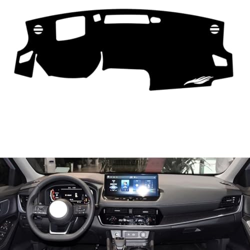 leather dash board cover mat Compatible with Nissan NEW X-Trail （HUD） 2021-2023 ，dashboard cover(Black)