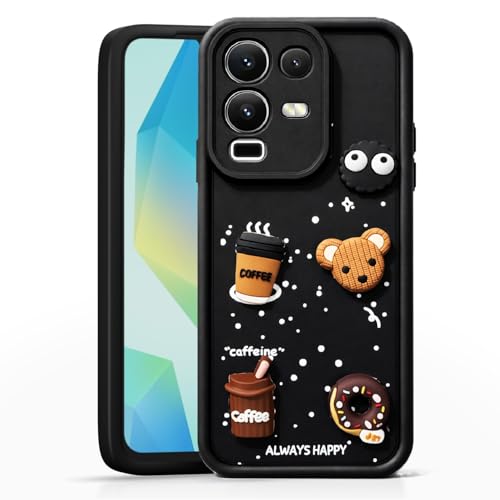 Image of Bintage Cute Fun Taddy| 3D Ball Bear| Donut| Coffee Rubber Case Camera Protection Back Cover Compatible for Infinix Note 50s 5G+ - Black