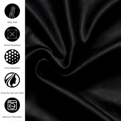 Image of elanorhomes 300TC Premium Satin King Size Bedsheet 93 * 108 inches with 2 Pillow Covers | Ideal for Summers & Winters | Valentine for Couples, Romantic Dates, and Weddings (Crown Black)