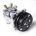 Dilomber Universal A/C Compressor, 12V Air Conditioning Compressor 2 Grooves Fit for Sanden 508 2PK Style SD 508 5H14 R134A V Belt (Pre-Filled with Oil) Chrome