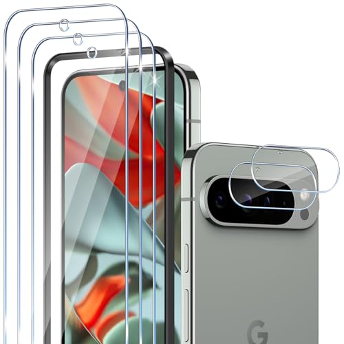 Yantree Compatibile con Google Pixel 9 Pro XL Vetro Temperato, 3 x Durezza 9H Pellicola Prottetiva e 2 x Pellicola Fotocamera, con Strumenti di Installazione, Anti Graffio Senza Bolle HD Glass