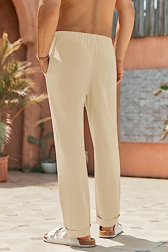 Image of Gafeng Mens Linen Pants Yoga Casual Beach Summer Harem Baggy Trousers