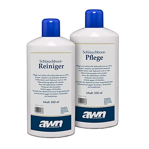 AWN Schlauchbootreiniger und Schlauchbootpflege SUP Yachttender Schlauchboot Reiniger Wartung Set 2 x 500 ml