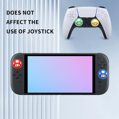 Image of PERFECTSIGHT Cute Thumb Grip Caps for Switch 2, PS5 PS4 Xbox Series X /S Xbox One Switch PRO Controller Steam Deck, 4PCS Soft Rubber 3D Thumbsticks Button Joystick Cover, Mushroom