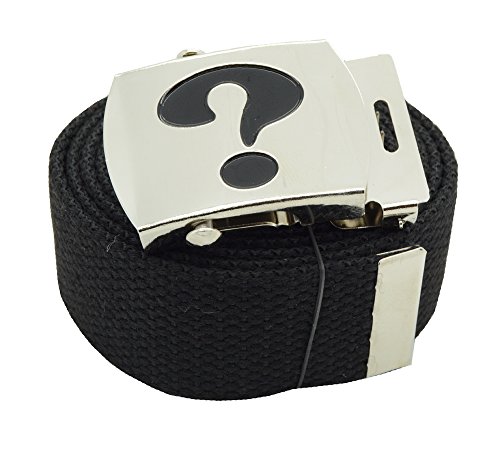 BodyJewelryOnline Question Mark Canvas Military Black Web Belt & Buckle 60 Inch