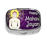 Mahavir Jayanti Gruß 24. Tirthankara Jainismus Religion Benutzerdefinierte Mode Quadrat Pille Box Tablettenhalter Tasche Geldbörse Organizer Fall Dekoration Box