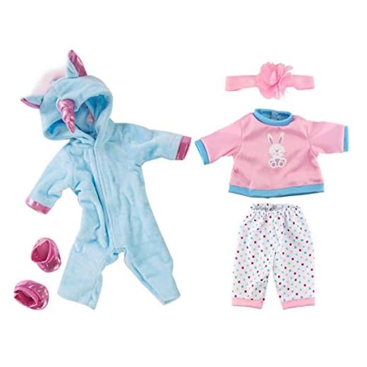 lujiaoshout American Girl dockor enhörning Jumpsuit set kreativa hästar mönster dockkläder med sko baby docka dekor kläder set 1 blå och rosa 1 set