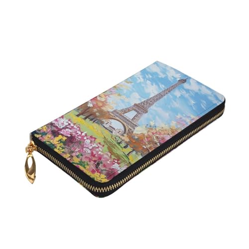 Women's Leather Wallet - Beautiful Eiffel Tower Paris Prints Coin Purse Travel Card Holder Zipper Purse Cell Phone Handbag3