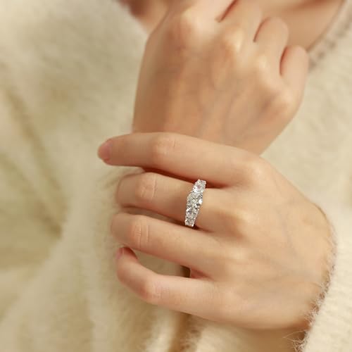 FANCIME Moissanite Engagement Rings for Women Sterling Silver 5-Stone Engagement Ring Moissanite Promise Rings for Her,Wedding Bands Moissanite Rings 1CT Size 6-92