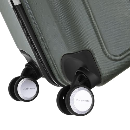 Image of uppercase Helix Solid (Cabin) 56Cm Textured Trolley Bag with Combination Lock, 8 Wheels, Eco Polycarbonate Luggage, Laundry Compartment, Durable Design for Travel - Suitcase for Men & Women Grey