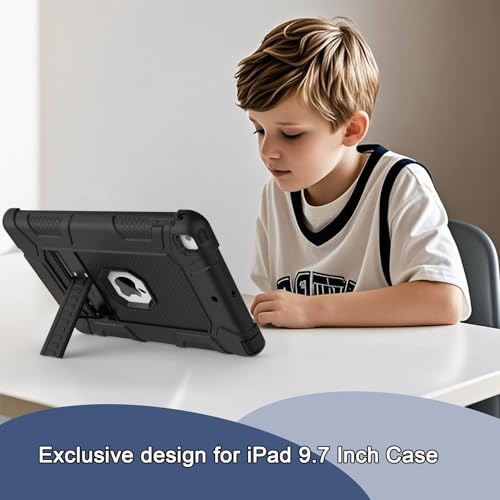 Rantice for iPad 6th/5th Generation Case, iPad Air 2 Case 9.7 Inch, [3-in-1] Heavy Duty Shockproof Rugged Protective Cover with Kickstand for A1893 A1954 A1822 A1823 A1566 A1567, Black by rantice - Image 7