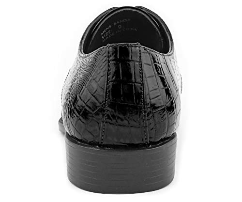 Image of Bolano Bandit Men's Alligator Print Cap-Toe Oxford Dress Shoes | Formal lace-up oxfords with alligator print, folded croc detailing and cap toe for tuxedo and dress wear