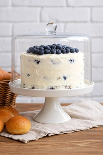 Catálogo para Comprar On-line Platos para pastel - los más vendidos. 42 KASABLANKA Soporte para Pastel con Tapa de Vidrio, Base Redonda Blanca de Porcelana, Plato para Exhibición de Postres con Cubierta de Cristal Baase para Pastel y Reposteria 31 cm