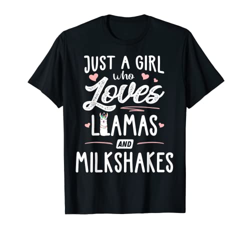 Just A Girl Who Loves Llamas And Milkshakes Llama Regalo Camiseta