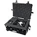 MEIJIA Portable Waterproof Protective Case, Hard Compact Camera Case with Retractable Pull Handle and Rolling Wheels,Customizable Fit Foam Inserted, Black, 22.06X17.93 X10.43 inches