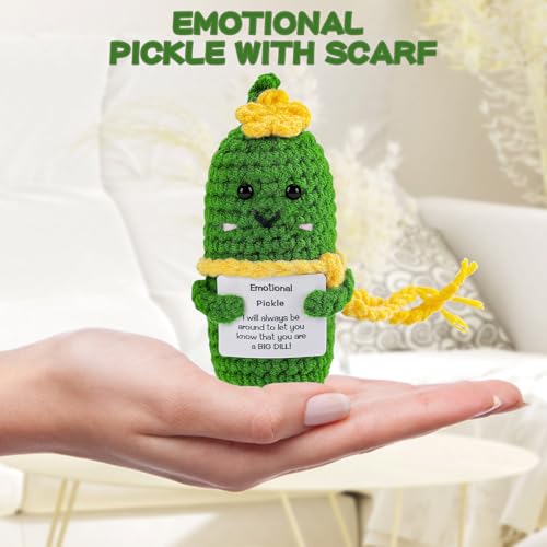 Image of Hoedia Crochet Pickle Dolls Friend Birthday Valentines Gifts for Her Women Wife Girlfriend Sister from Husband Men, Cute Funny Gifts for Coworkers Student Teacher Roommates (Pickle with Scarf)