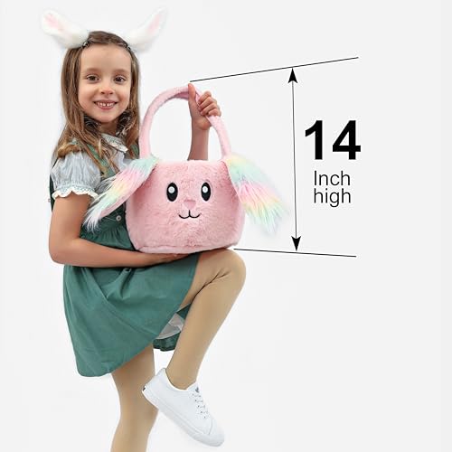 Image of Easter Basket Bags,Easter Eggs-Gift Baskets for Kids,Bunny Tote Bag Bucket for Easter Eggs,Toys, Candy,Gifts