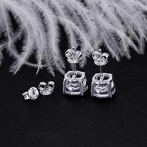 Doveggs 14K White Gold Post 4Ct 8Mm G-H-I Color Cut Moissanite Stud Earring Push Back K Gold Quality Silver Earrings For Women #TOP3