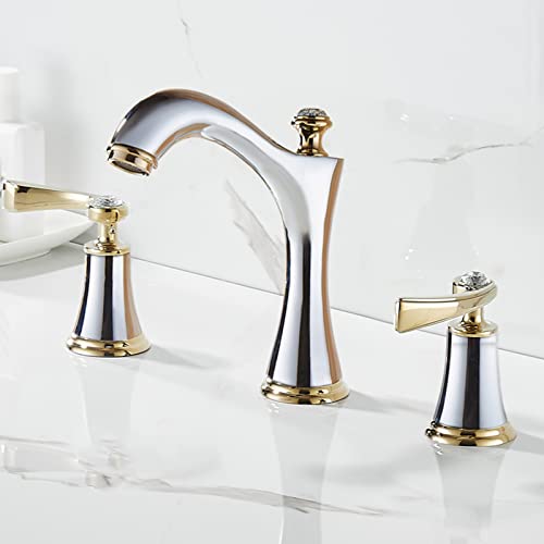 Robinet 3 trous lavabo salle de bain mitigeur laiton chrome eau froide chaude mécanique