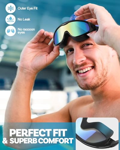 Image of Swim Goggles 2 Pack, Wide View Anti Fog&UV Swimming Goggles for Audlt, No Leak Pool Beach Essentials for Men Women