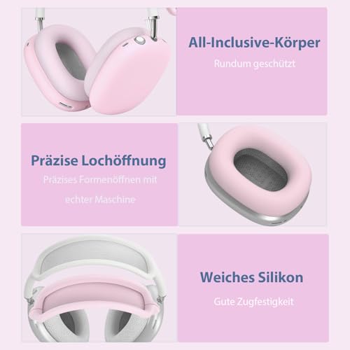 Hülle für Airpods Max Kopfhörer, Weiche Ohrmuschel-Abdeckung/Ohrpolster/Kopfbandabdeckung für Apple Airpod Max Zubehör Cases Cover (Pink)