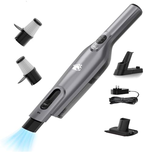 Image of AYONTIN Cordless Handheld Vacuum, Lightweight Portable Hand Vacuum Cleaner with LED Light,Rechargeable Hand Held Vacuum with One-Touch Empty, Powerful Suction for Office, Home,Car,Gray