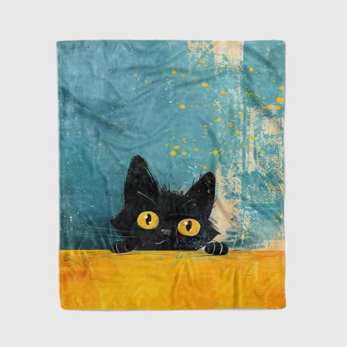 Plaid chat noir contre le froid couverture flanelle légère