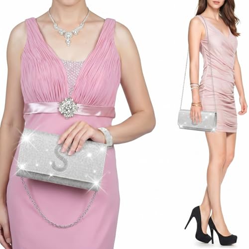 Image of Silver Clutch Purses for Women Personalized