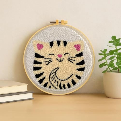 Image of TCDZMYGS Punch Needle Kit for Beginners Adults-Cute Cat,with Video Tutorial
