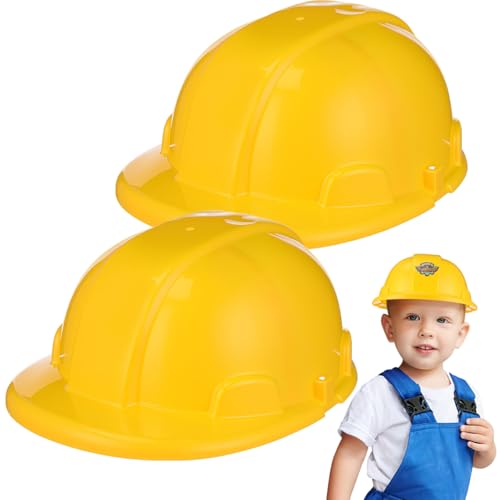 Gatuida 2Pièces Casques de Construction Plastique Robuste pour Garçon Fille Amusants de Jeu Rôle pour Fête et Chantier et Nouvel An