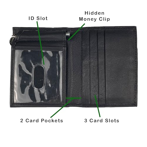 L-Fold Money Clip Leather Wallet in Black2