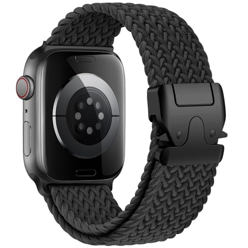 Braided Solo Loop for Apple Watch Band Ultra/2/3 49mm 46mm 45mm 44mm 42mm Men/Women,Parachute Buckle Stretchy Elastic Nylon Sport Strap Wristband for Apple Watch Series 11 10 9 8 7 6 5 4 3 SE/2/3