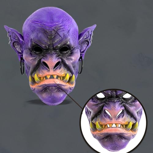 Purple Halloween Costume Mask 3D Ugly Funny Full Face Dress-Up Headpiece - image 6