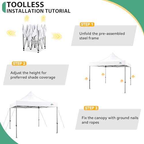 Image of COBIZI 10x10 Heavy Duty Pop Up Canopy Tent with 4 Sidewalls, White