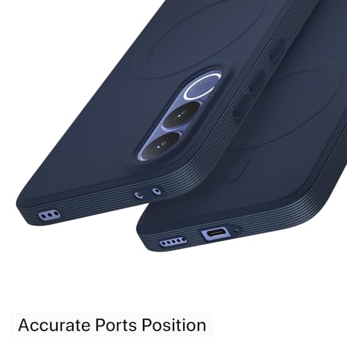 Image of Outlouders Back Cover for Vivo V70 FE 5G Soft Matte Silicone Cover with Slim Fit | Mag-Safe Logo (Not Mag-Safe Compatible) | Shockproof | Camera Protection Bumper Case (Blue)