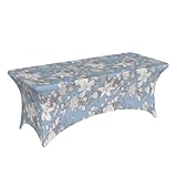Novastar - Manteles de mesa rectangulares de 6 pies, manteles elásticos de flores de lirio rectangulares, mantel ajustable de elastano elástico para fiestas, banquetes, bodas y eventos