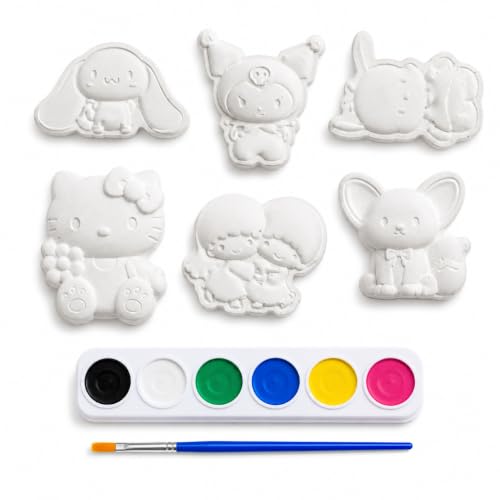Image of DIY Kids Plaster Painting Kit - Paint Your Own 3D Figurines with Acrylic Colours & Brush | Perfect Birthday and Farewell Gift , Creative Art & Craft Activity Gift for Kids 2+ (Hello Kitty friends)