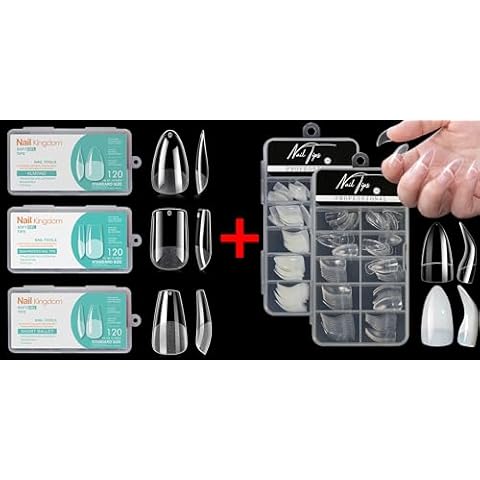 Half Matte Medium Almond Square Ballerina Nail Tips & Raptor Eagle Claw Nail Tips Kit, Pre-shaped Acrylic False Nails Extension Tips Home Salon DIY Manicure, BlueZOO Cover