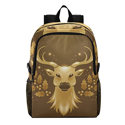 Sac à dos pliable imperméable Vnurnrn Cerf Doré de Noël pour enfants