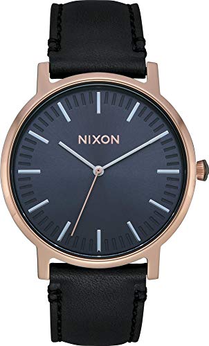 Montre Nixon Porter Leather argent et cuir véritable marron d'exception