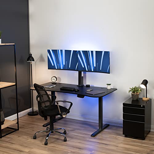 VIVO Integrated 63 x 32 Inch Electric Standing Desk and Motorized Dual Monitor Mount, 1 Touch Height Adjustment, Fits up to 32 inch Monitor Screens, Memory Control Pad, Black, DESK-KIT-SET1B - Image 7